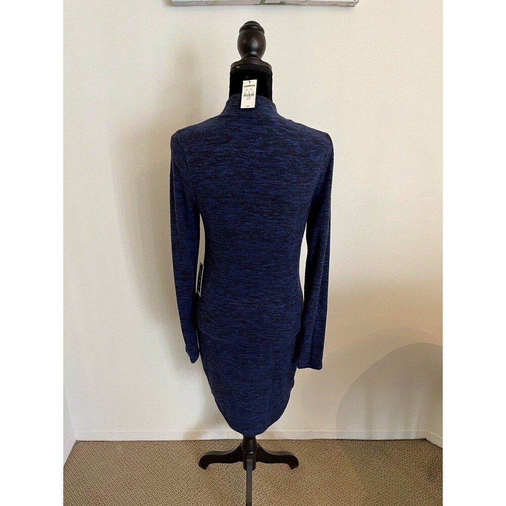 Express Blue Black Cozy Long Sleeve Mock Neck Sweater Dress Size Medium NWT! - Picture 3 of 7